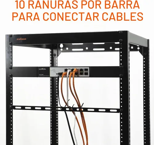 Vista 7 de ECHOGEAR Kit de barra de acoplamiento de gestión de cables para rack, incluye 4 barras de amarre de 1U, 24 bridas de cremallera, 8 tuercas de jaula