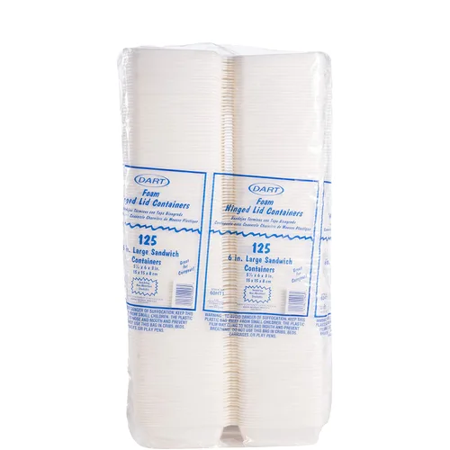 Vista 4 de Dart 60HT1 contenedores de alimentos para transportar, espuma, 1 comp, 5 7/8 x 6 x 3, color blanco, Blanco, 500