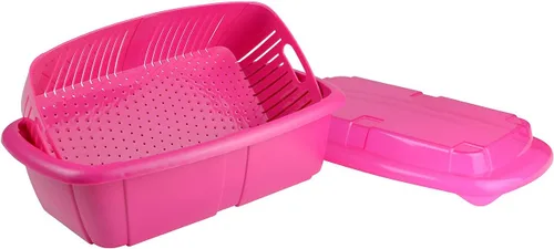 Vista 3 de Hutzler Cesta 3 en 1 para guardar frutas, colador y contenedor, 2 cuartos de galón, albaricoque
