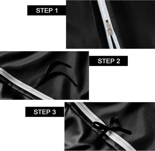 Vista 4 de Homiest - Funda para manta con peso de 48 x 72 pulgadas, de satén negro con 8 lazos, con cremallera extraíble y sedosa, edredón de manta pesada