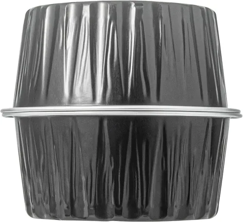 Vista 17 de Restaurantware Ramequines desechables de 4.2 onzas con tapas, 100 vasos desechables redondos de crema brulee, tapas de cúpula aptas para horno, Negro