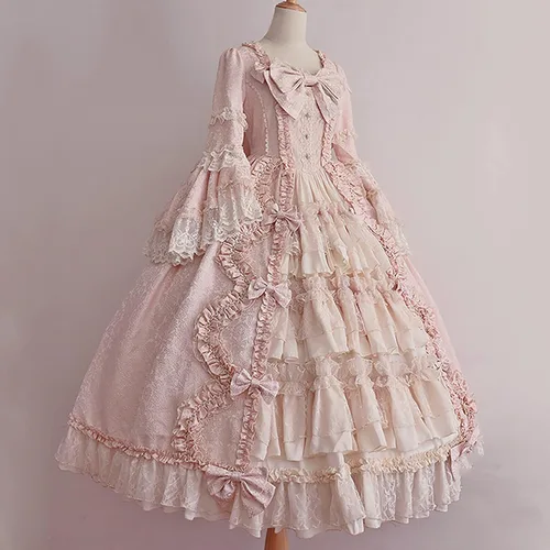 Vista 2 de Angel Lolita - Vestido para mujeres y niñas, para verano, otoño, paraíso, jardín, original, para cosplay, con lazo, cintura alta