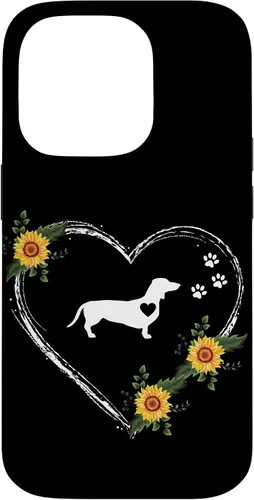 Vista 17 de Dachshund Heartbeat With Paw Prints On Black Case for iPhone 16