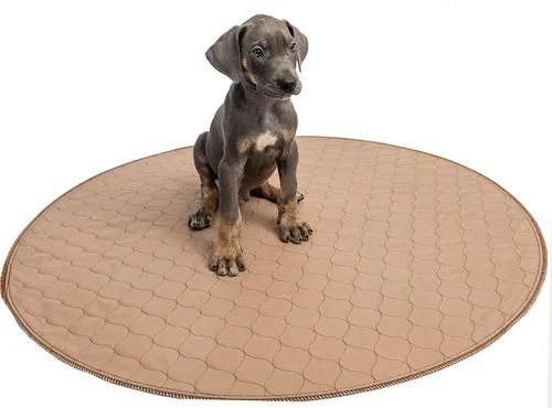 Vista 6 de almohadilla lavable para cachorro 36 pulgadas 36-inch round washable waterproof pee pad, reusable slip-resistant mat for dog potty training and