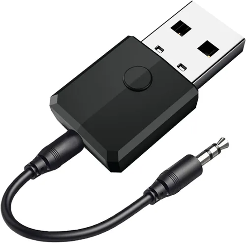 Vista 3 de Receptor transmisor de audio inalámbrico Bluetooth 5.3 de hasta 2 AirPods/auriculares inalámbricos, uso con cualquier conector de audio de 0.138 in
