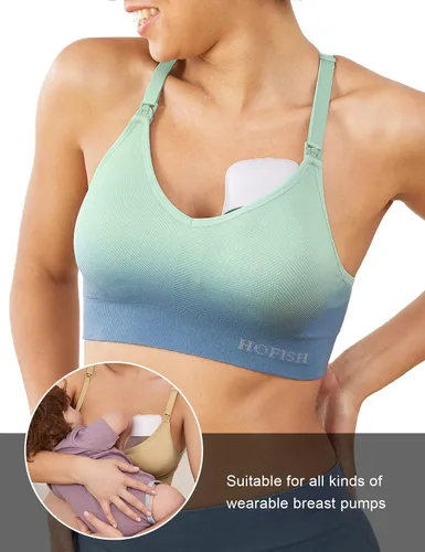 Vista 2 de HOFISH Sujetadores de lactancia de soporte para lactancia materna de impacto medio para maternidad y lactancia, brasier deportivo sin costuras