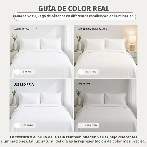 Vista 6 de Sábanas 100% Tencel, bolsillo profundo de 18 pulgadas Blanco brillante