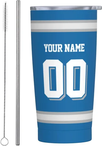 Vista 26 de Arizona - Vaso aislado personalizado con número de nombre, vasos de fútbol personalizados con pajita, taza de viaje personalizada para café, regalos