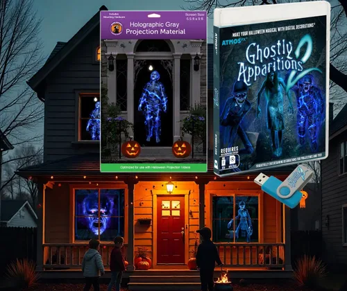 Vista 12 de Reaper Brothers® Kit de decoración digital de Halloween incluye 8 efectos de video AtmosFX® para Halloween Plus pantalla de proyección holográfica
