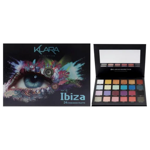 Vista 11 de Klara Cosmetics Paleta de 24 sombras de ojos – Paleta de sombra de ojos festiva de lujo, vibrante, intensa, a todo color, larga duración, mate, Abu