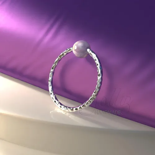 Vista 16 de Piercing de hélice de plata martillada con ópalo de 0.118 in