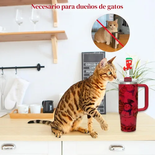 Vista 7 de 4 piezas de adornos para popote de Navidad, cubierta de popote Stanley de Amreich Christmas Stanley, vaso de 30 onzas y 40 onzas con asa, fundas
