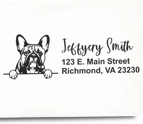 Vista 55 de American Bulldog Stamp Duo, Custom Return Address for Dog Lovers, Personalized Mail Mark for Letters and Cards