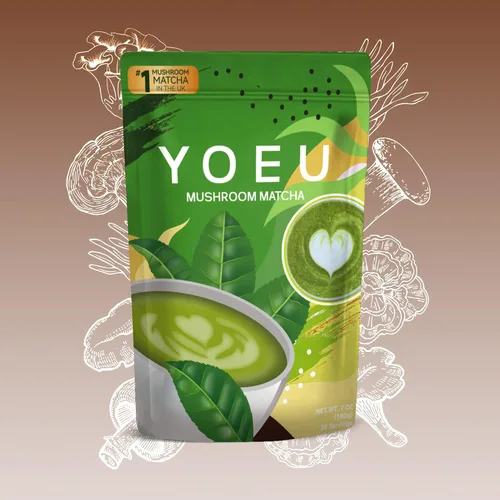 Vista 6 de 6.35 oz, polvo orgánico de hongos matcha, matcha japonés y 12 ingredientes naturales, café instantáneo, polvo con leche, alternativa al café