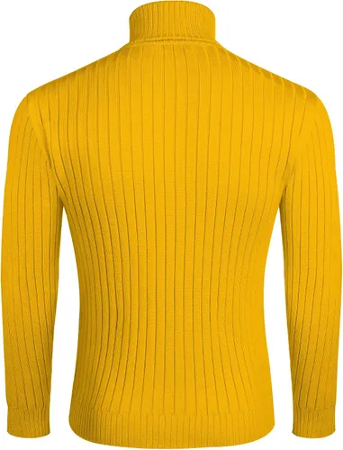 Vista 5 de COOFANDY Suéter de cuello alto ajustado para hombre, suéter casual ligero y acanalado