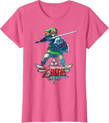 Vista 16 de Camiseta Nintendo Zelda Skyward Sword Link Ready for Battle Negro