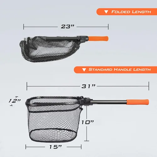 Vista 6 de KastKing Red de pesca Brutus, red de aterrizaje de peces plegable y extensible, red de pesca ligera y portátil con mango de espuma EVA suave