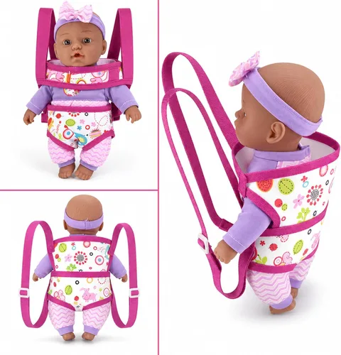 Vista 4 de deAO Cochecito de muñeca de bebé, juego de juguetes de simulación con Negro