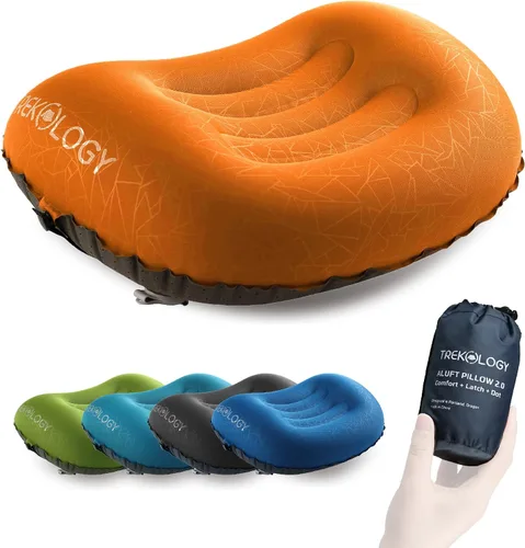 Vista 9 de Trekology Almohada inflable ultraligera de viaje para campamento - ALUFT 2.0 compresible, compacta, cómoda, ergonómica, para el cuello y el apoyo