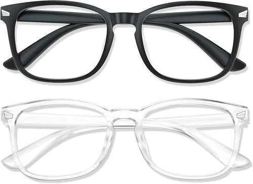 Vista 20 de Lentes de luz azul para mujeres y hombres 99% de bloqueo de luz azul para computadora, juegos, televisión, pantalla de teléfono, marco cuadrado