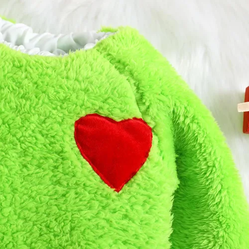 Vista 4 de Disfraz de Navidad para bebé, niño y niña, enterizo de Navidad, enterizo de monstruo verde, para cosplay, ropa de Navidad, color verde, de 12 a 18