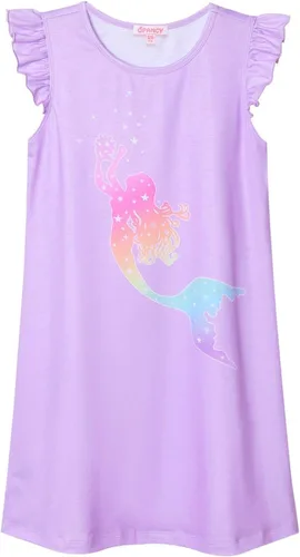 Vista 14 de QPANCY Camisones de princesa para niñas con estampado de algodón, ropa de dormir, pijamas, vestido para niños