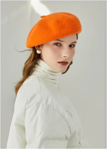 Vista 16 de Boina de lana francesa para mujer, gorra de invierno clásica de color sólido