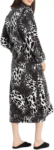 Vista 2 de Natori Bata de leopardo de felpa para mujer, ROJO (BROCADE RED)