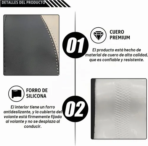Vista 3 de LAINLOY Funda para volante de automóvil de 14.5"-15", funda de cuero de microfibra, decoración de volante antideslizante y transpirable, accesorios