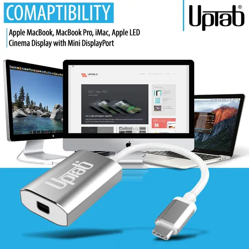 Vista 5 de UPTab Adaptador USB-C Tipo C a Mini DisplayPort 4K a 60Hz, Plateado