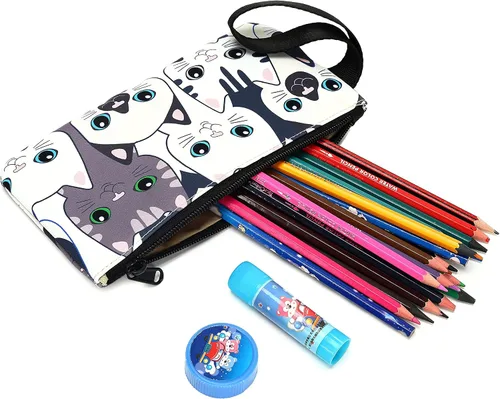 Vista 9 de Joymoze Bolsa de libros resistente al agua para adolescentes con bolsa de almuerzo y monedero para lápices Gato