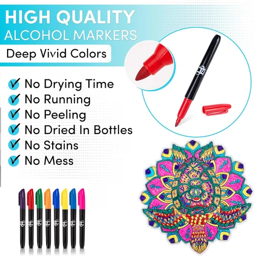 Vista 5 de Kit de Arte de Vitral Mandala Hula Home - Animales DIY para Ventanas con Marcadores, 10 Atrapasoles - Perfecto Hobby para Adultos, Niños