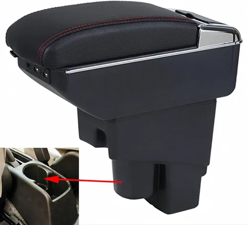Vista 7 de Reposabrazos de cuero para consola central de automóvil compatible con Hatchback Honda Fit Jazz 2002 2003 2004 2005 2006 2007 2008, no compatible