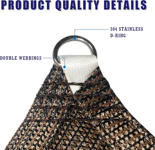 Vista 4 de Toldo Vela Rectangular Marrón de 4' x 5', Carpa con 95% de Bloqueo UV, Toldo Refugio de Tela Pantalla para Patio Exterior Jardín Trasero - Grado