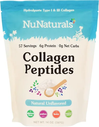 Vista 10 de Nunaturals Péptidos de colágeno en polvo, tipo I y III, 24 oz