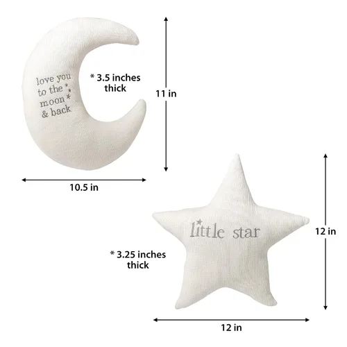 Vista 2 de Lillian Rose Juego de almohadas para cuarto de bebé con estrella blanca y luna gris