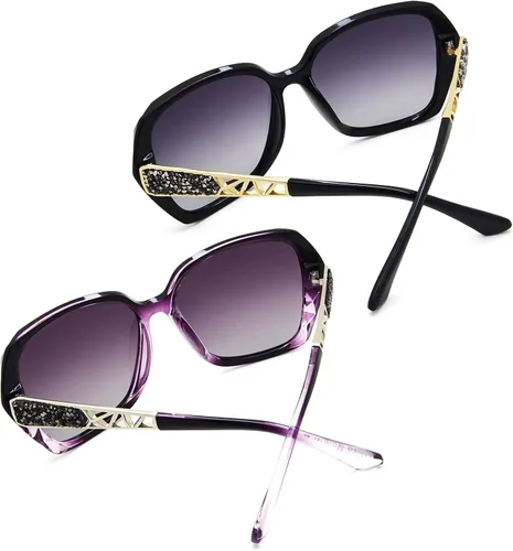 Vista 3 de LECKIRUT - Lentes de sol de gran tamaño para mujer lentes de sol clásicos y a la moda con protección UV polarizada