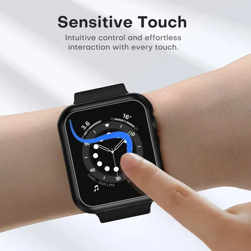 Vista 3 de TAURI - Juego de 2 carcasas rígidas compatible con Apple Watch Series 3, 2, 1 1.496 in (38mm), protector de pantalla integrado de cristal templado