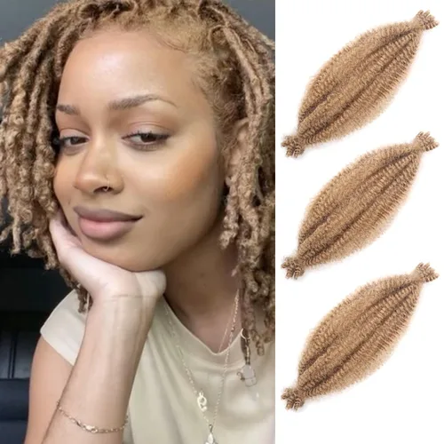 Vista 16 de Cabello afro trenzado elástico de 16 pulgadas, paquete de 3 marley twist para rastas falsas, trenzas rizadas de mariposa, cabello trenzado marley