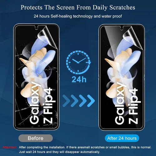 Vista 3 de Paquete de 6 protectores de pantalla para Samsung Galaxy Z Flip 4, protector de pantalla interno flexible EPU y protector de lente de cámara