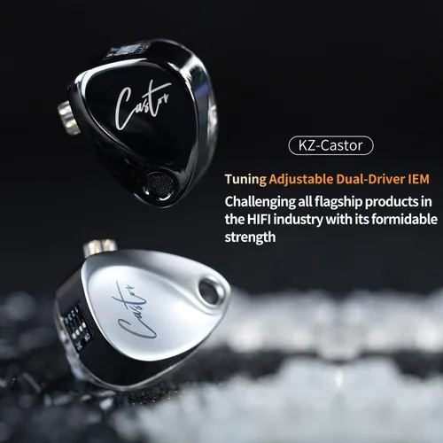 Vista 2 de KZ Castor - Auriculares intrauditivos, sonido de graves mejorado HiFi, IEMs aislantes de ruido ajustables, auriculares con cable de doble