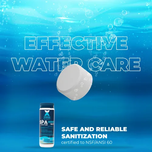 Vista 2 de Xtremeclear - Tabletas de bromo para spa y bañera de hidromasaje, botella de 1.5 libras, tabletas de 1 pulgada, desinfección de bajo olor, restaura