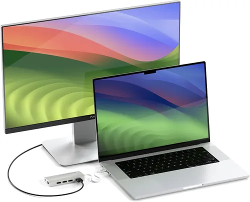 Vista 2 de Satechi Adaptador multipuerto USB C Hub 8 en 1 V2, 4K HDMI, carga USB C PD de 115 W, 3 USB-A, Ethernet, lectores de tarjetas Micro/SD, para laptop