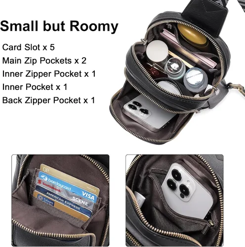 Vista 4 de CLUCI Bolso bandolera para mujer, bolso cruzado de cuero para mujer, a la moda, riñonera para hombres y mujeres, mochila grande para el pecho