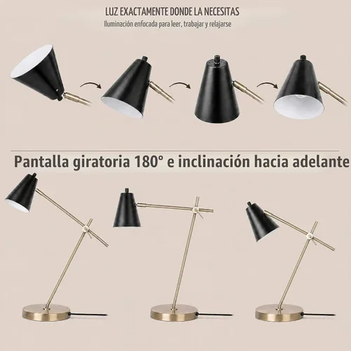 Vista 3 de HarvestLand HaloBar Black Mordern Lámpara de escritorio Lámpara de lectura para oficina en casa Negro