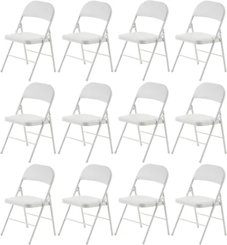 Vista 16 de Paquete de 4 sillas plegables negras, sillas plegables acolchadas con asiento y respaldo de piel sintética, sillas plegables de metal portátiles