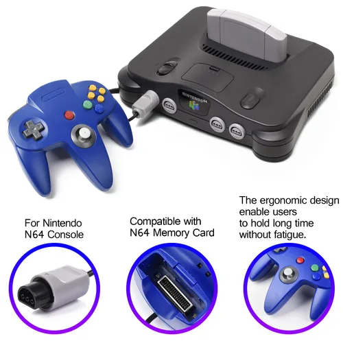 Vista 5 de 2 Pack N64 Controller, Classic Retro Wired N64 64 Bit Gamepad Joystick for Ultra 64 Video Game Console N64 System