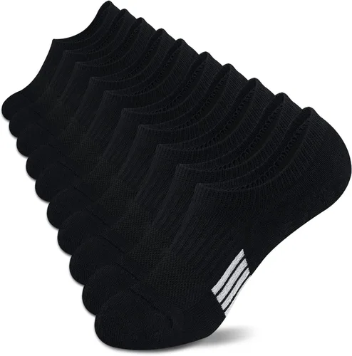 Vista 2 de Amutost - Calcetines invisibles deportivos para mujer con acolchado en el tobillo, corte bajo, 5-6 pares Beige Gris Blanco