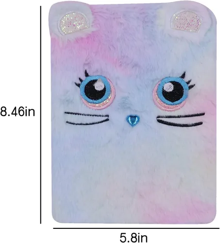 Vista 7 de ZGMYC Kids Cute Cat Diary Journal Fuzzy Plush Notebook Writing Planner for School Office Supplies, 160 Pages