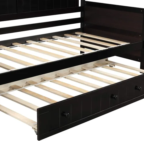 Vista 7 de SOFTSEA Sofá cama doble con cama nido Espresso